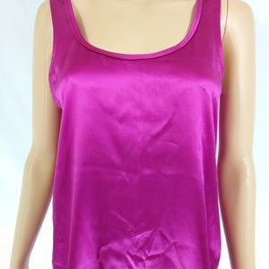 Theory Small Pink Silk Sleeveless Purple Pink Tank